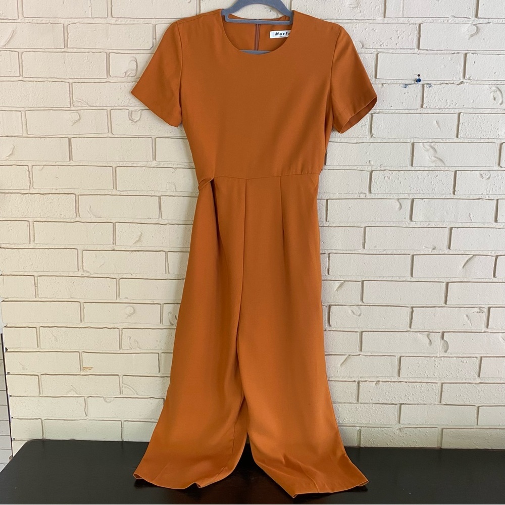Marfa Mustard Romper Jumpsuit Women’s S Wide Leg Modern Minimalist Capsule